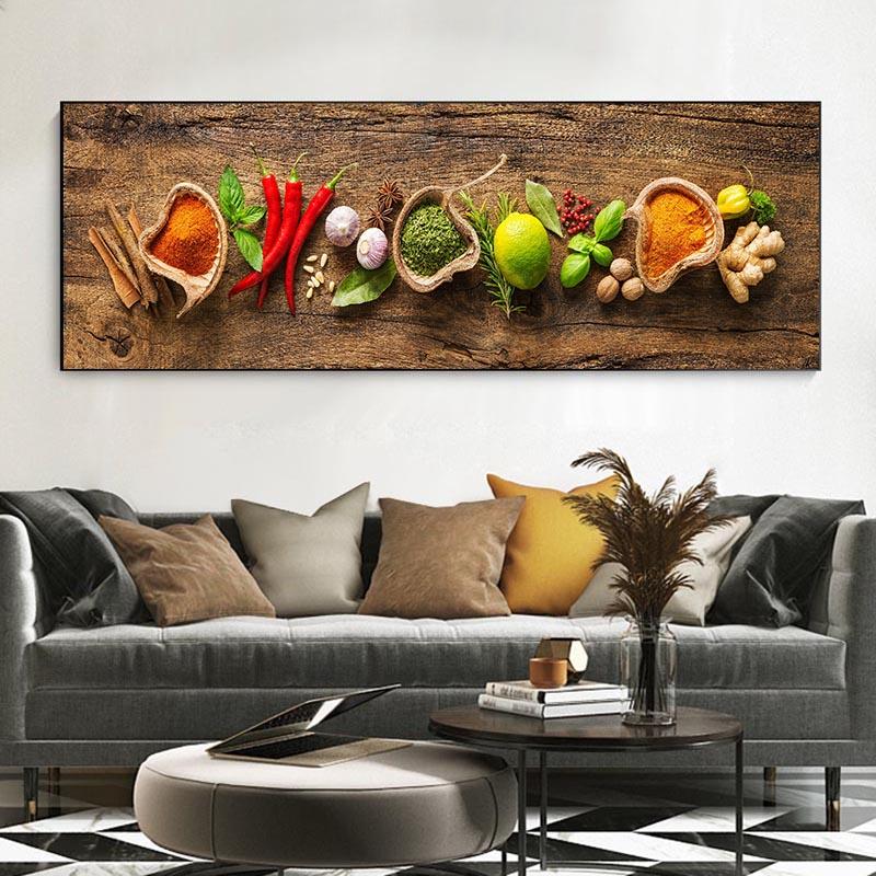 Grains, Spices, Pepper, Posters and Prints, Decoration for the Kitchen, Modern Canvas Painting, Wall Art Paintings for the Living Room, No Frames