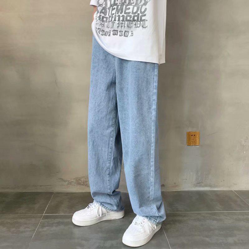 Мужские свободные повседневные джинсы Nine-Point в гонконгском стиле с широкими штанинами