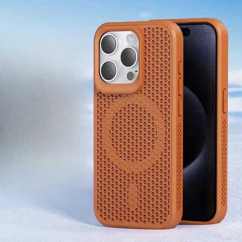 Простая сотовая сетка подходит для чехла для телефона iPhone 15. 13 Дышащий и теплоотводящий 14 Магнитная зарядка Жесткий чехол