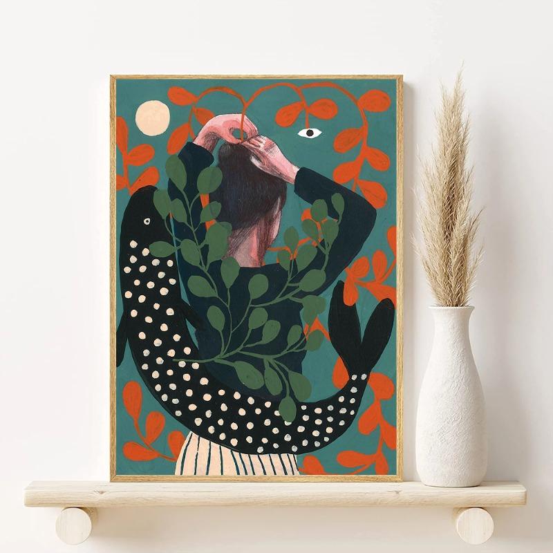 Leopard And Female Art Poster HD Art Sticky Wall Waterproof Home Living Room Bedroom Bar Aesthetic Decoration