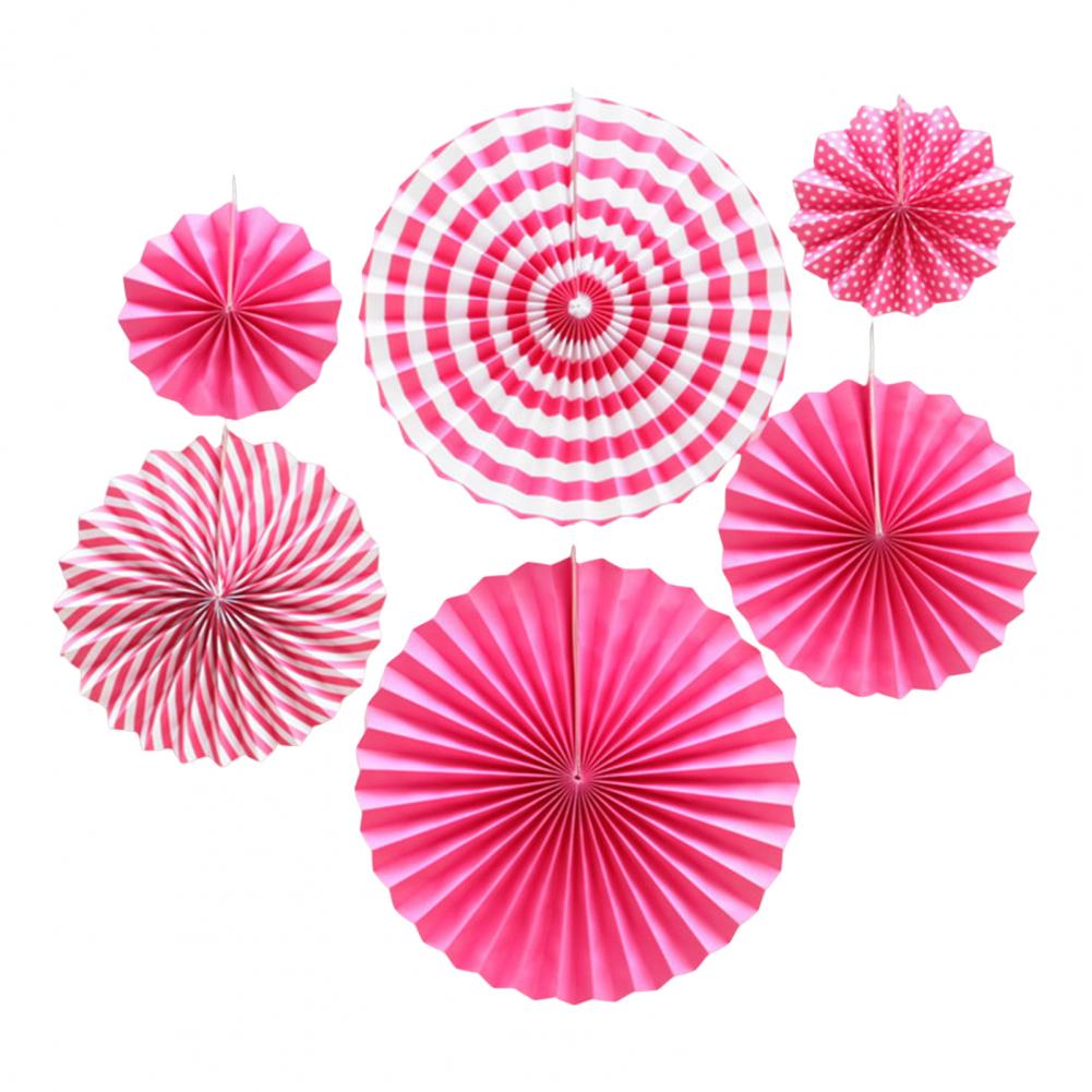 6Pcs Tissue Paper Lantern/Pom Poms Flower/Rosette Fans Paper Fan Wall Decoration Background Ceiling Hanging Ornaments