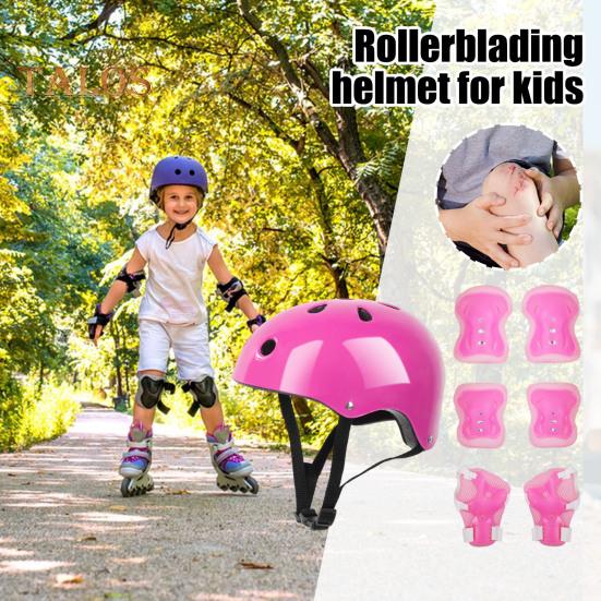 7 шт./компл. детский комплект защитного снаряжения для катания на роликовых коньках, скейтборде, велосипеде, самокате, регулируемый шлем, наколенник, налокотник, защита запястья