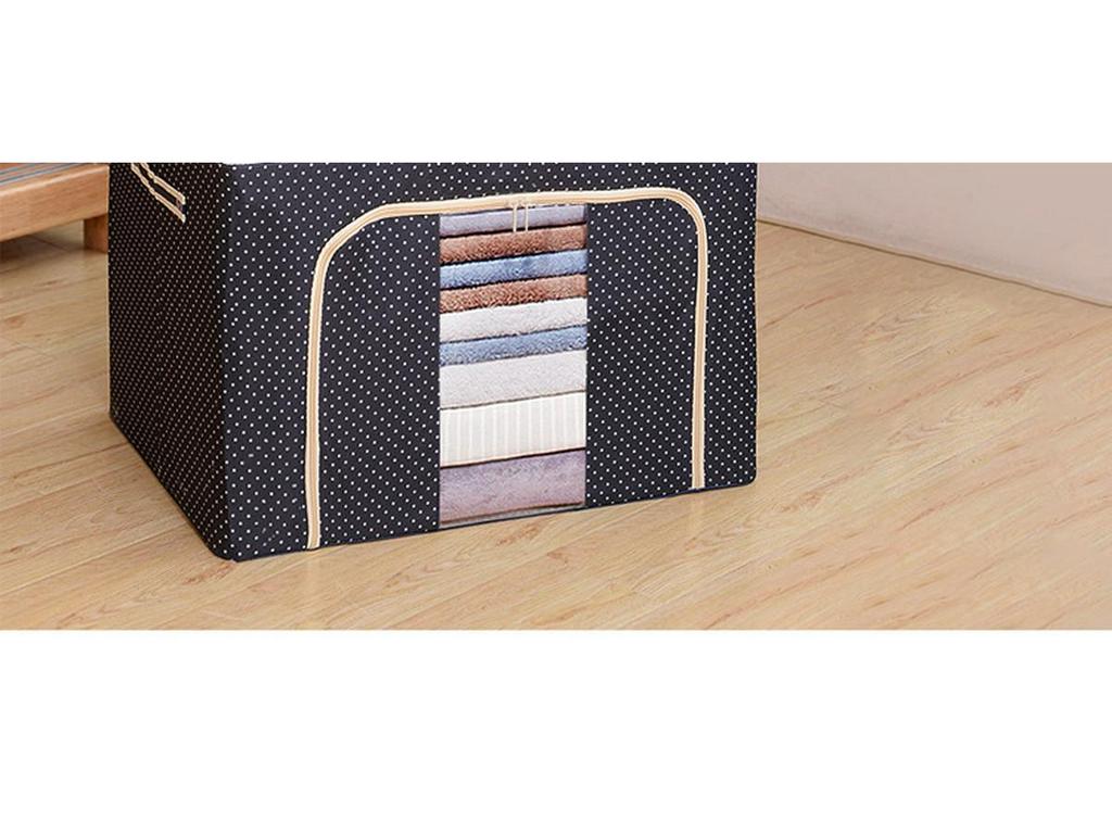 Водонепроницаемый ящик для хранения из ткани Оксфорд со стальным каркасом и прозрачным складным дизайном для гардероба, автомобиля или хранения одеял.