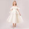2023 Girls Off Shoulder Tulle Princess Dress Ruffle Wedding Party Bridesmaid Pageant Dance Evening Ball Gown 2-13 Years