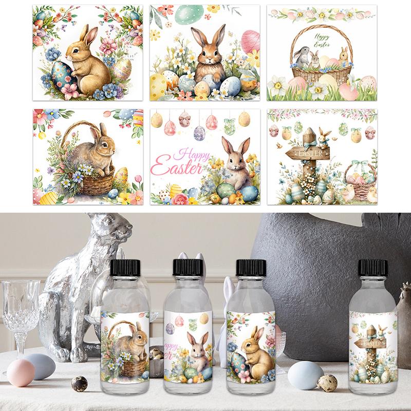 6 шт. самоклеящиеся наклейки сезонные украшения мультфильм кролик для кружек своими руками чайные чашки пасхальные наклейки с кроликом пасха