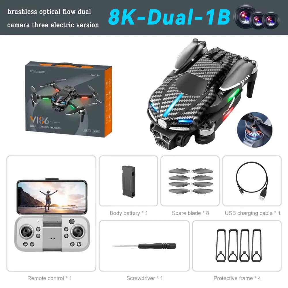 New V186 Pro Drone Professional Brushless Wifi FPV Optical Flow 3 HD Aerial Photography Obstacle Avoidance Foldable Quad-rotor Drone Children's Toy