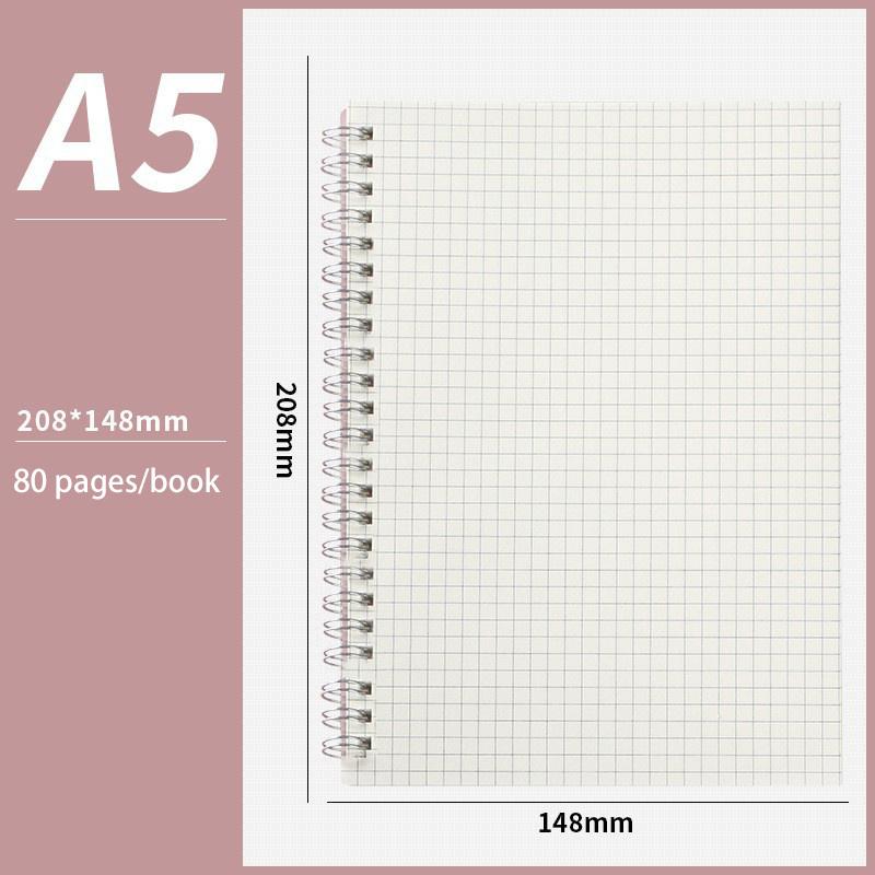 A5/B5/A4 Spiral Coil Notebook Horizontal Grid Blank Notepad Frosted Student Diary Sketchbook School Supplies Stationery