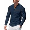 Мужская красная футболка-henley с длинным рукавом и контрастной строчкой