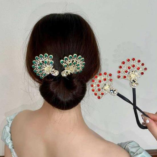 3 шт., бигуди для создания пучков со стразами в виде павлиньего хвоста, ловкий твистер для завивки волос, зажим для волос, ленивые женские аксессуары для укладки волос