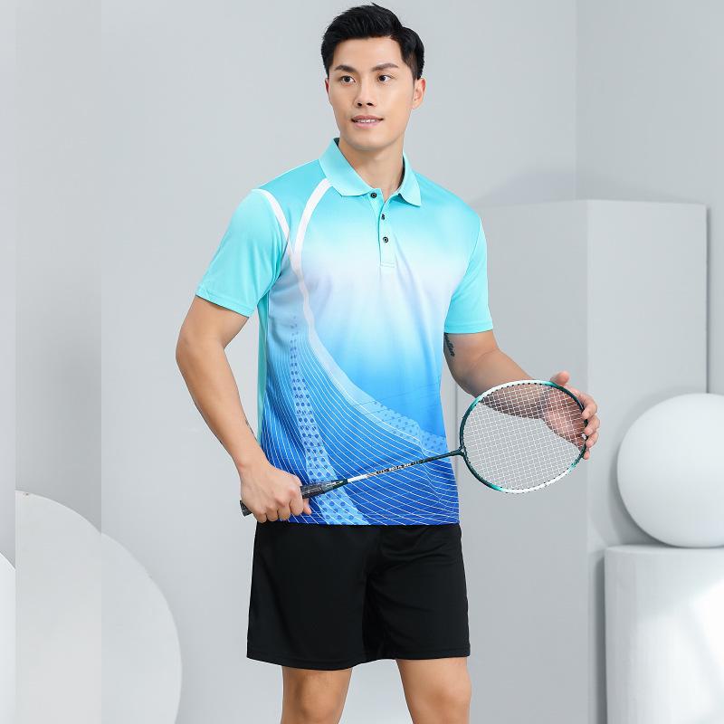 Унисекс дышащие спортивные костюмы с короткими рукавами для бадминтона и настольного тенниса - летние топы для тренировок и соревнований