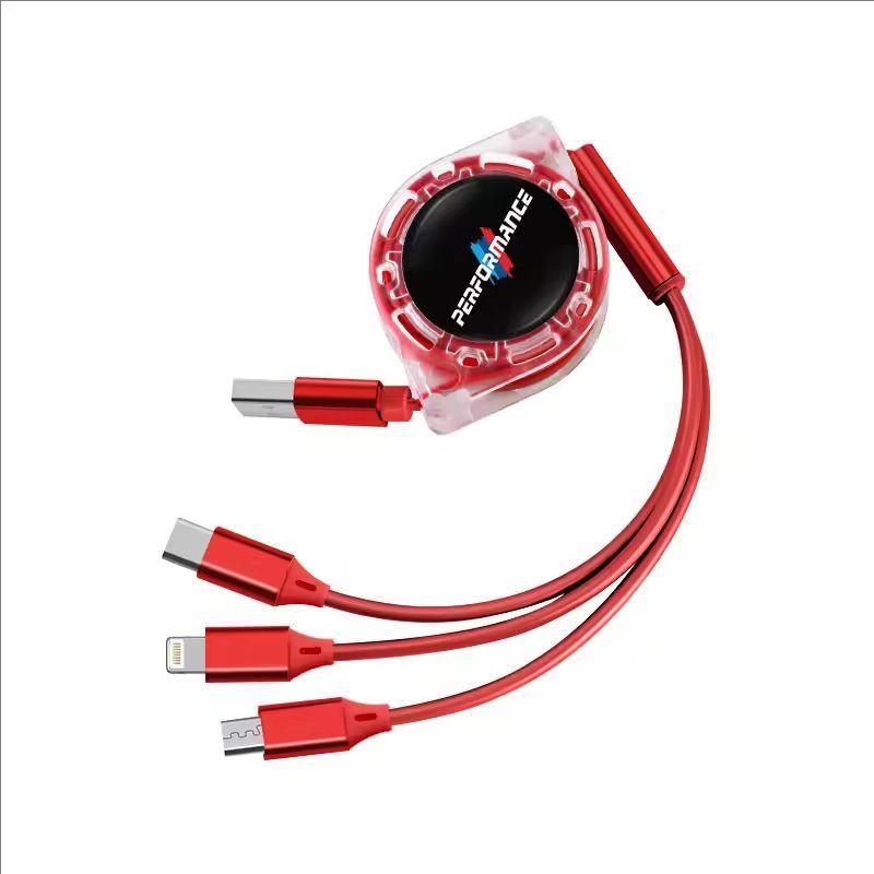 CTCE1 3 - in - 1 Retractable Multi - Charger Cable with Micro USB and Type - C For BMW X1 X2 X3 X5 X4 X6 F20 F10 F07 E70 E46 / Sticke
