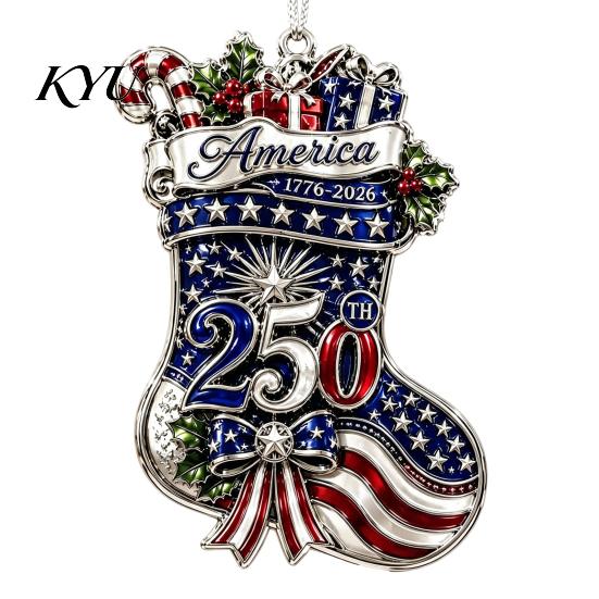 250th Anniversary Commemorative Gift 250 USA Christmas Ornament, United States 1776-2026 Tree Patriotic Decor Keepsake, Acrylic Holiday Hanging