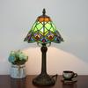 Table Lamp Green Peacock Tail Stained Glass Lamp Vintage Desk Light for Bedside Living Room Office Dormitory Dining Room