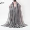 New Fashionable Women's Long Crinkled Cotton Linen Scarf with Tassel Edge - Solid Color Shawl