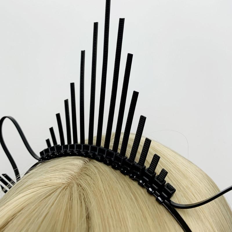 Темный ободок Корона ангела Ободок Свадебные тиары Божественный головной убор принцессы Обруч для волос Барочные тиары с шипами