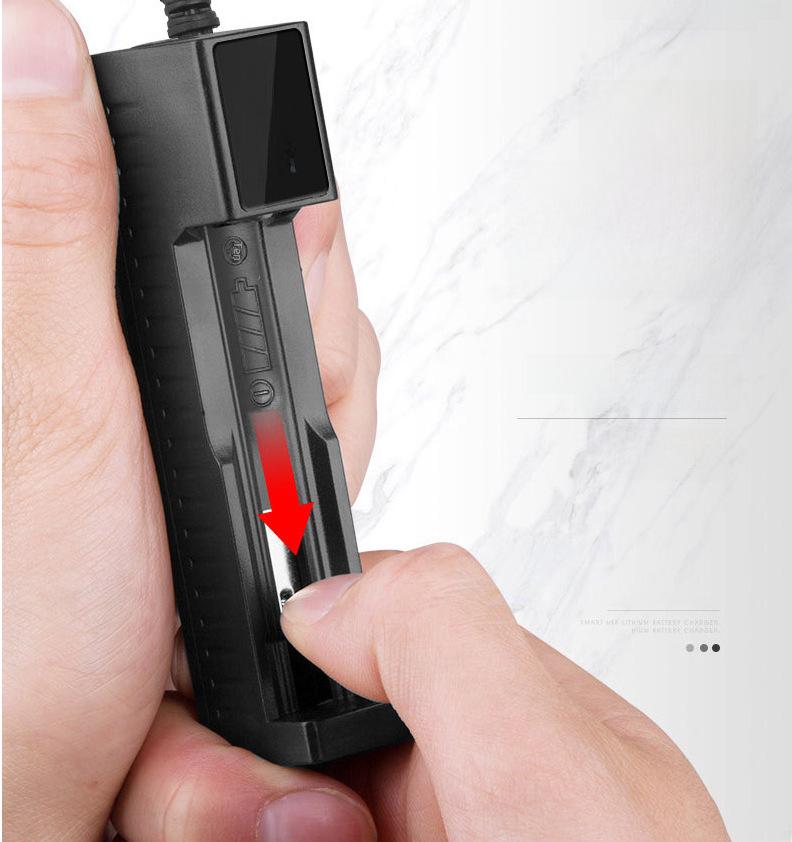 USB Single-Slot Battery Charger for 18650, 16340, 14500, 26650, 18500, 3.7V