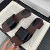 Fashion 2025 New Luxury Ladies Heeled Slippers Shoes Summer Beach Female Slides Sandals Fashion Square Toe Women Low Heel Slippers Shoes