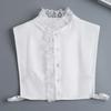 New Women White Lace Fake Collar Vintage Shirt Detachable Collar Front Tie Men Lapel Blouse Top Sweater Cotton False Collars