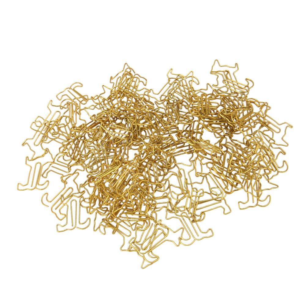100Pcs Gold/Silver Dog Shape Paper Clips Dog Shape Portable Paper Clips Cute Paper Clips Stationery