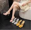 New Women's Shoes Square Head Bow Cross Strap Thin High Heel Sandals and Slippers Women Sandals Shoes