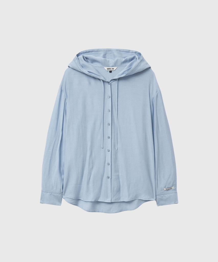 GENERALIDEA Summer Loose Fit Wrinkle Hooded Shirt [Sky Blue] / Gf1Lsh512