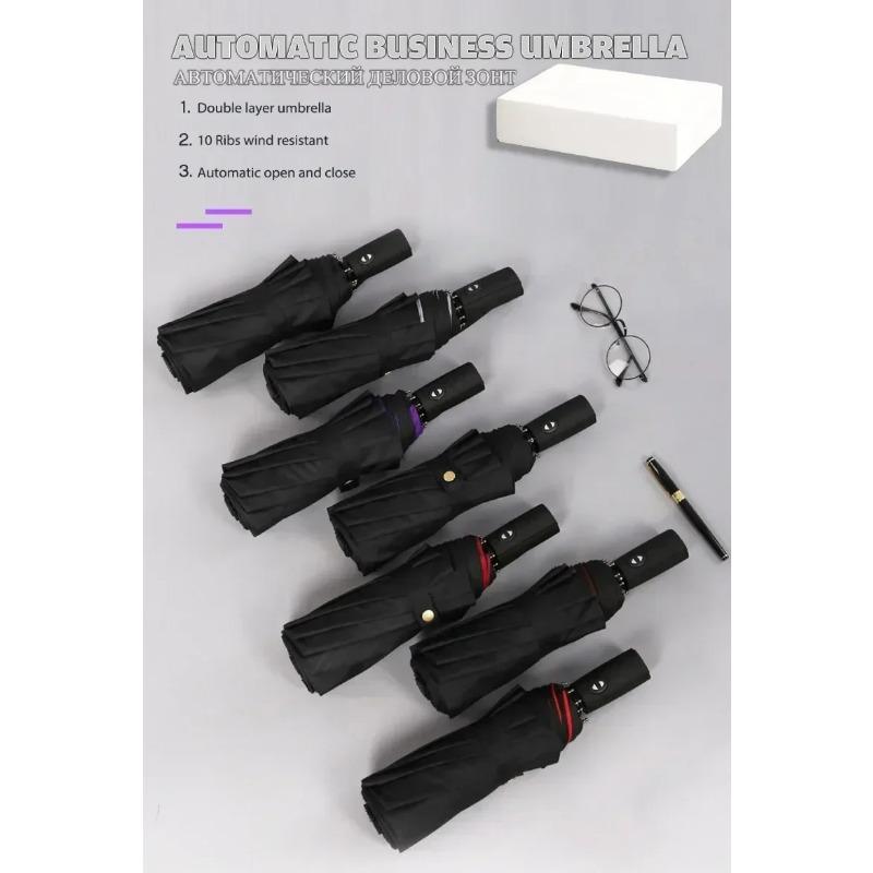 Ветрозащитный двухслойный устойчивый зонт, полностью автоматический зонт от дождя для мужчин и женщин, 10 К, прочный роскошный деловой мужской большой зонтик