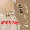 4Pcs Faux Pearl Brooches Set Elegance Fashion Women Zircon Lapel Pin Sweater Dress Brooch Pins Diy Accessories Gifts