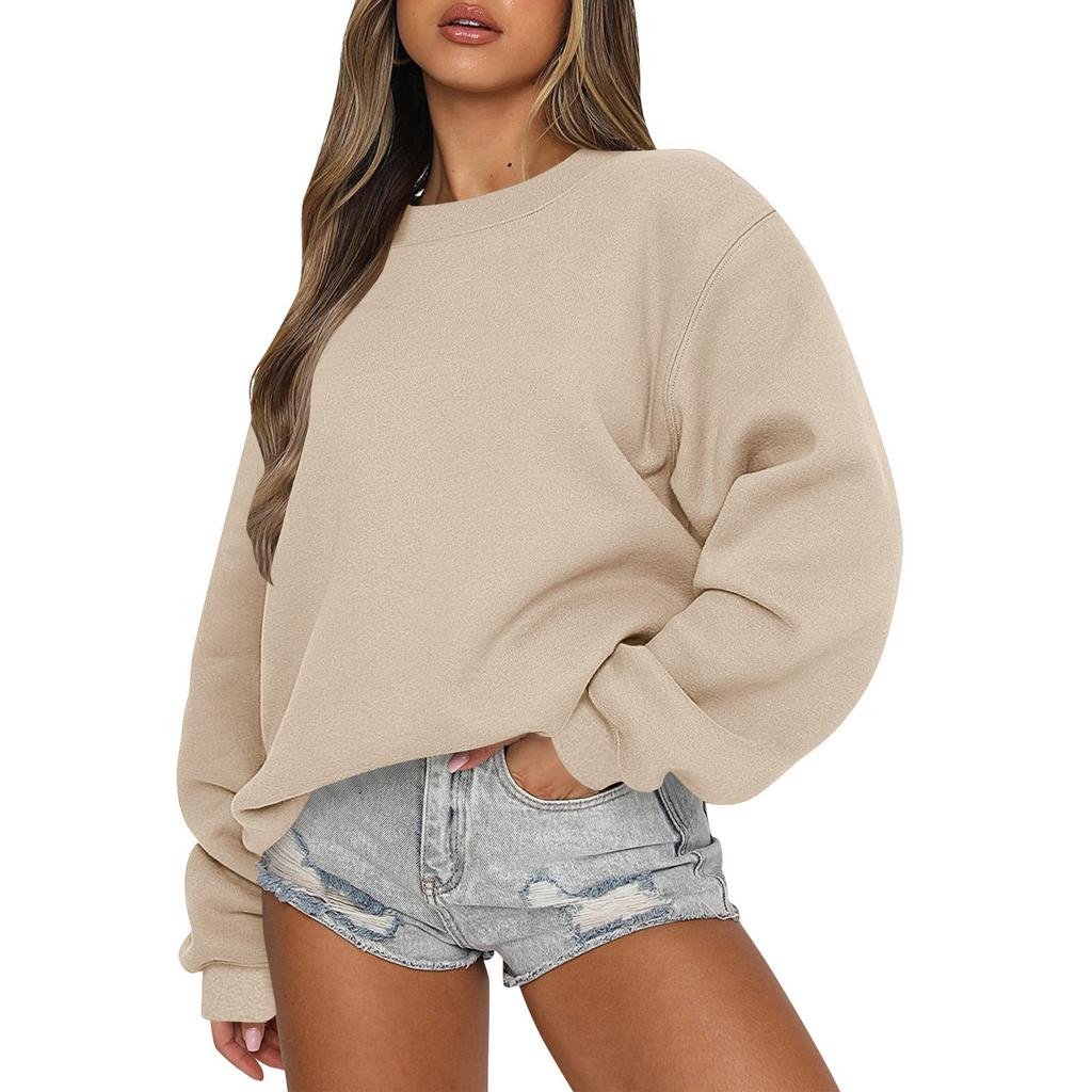 Женские зимние топы, женская толстовка с длинным рукавом, повседневная, с круглым вырезом, свободный крой, флисовые топы Pollover