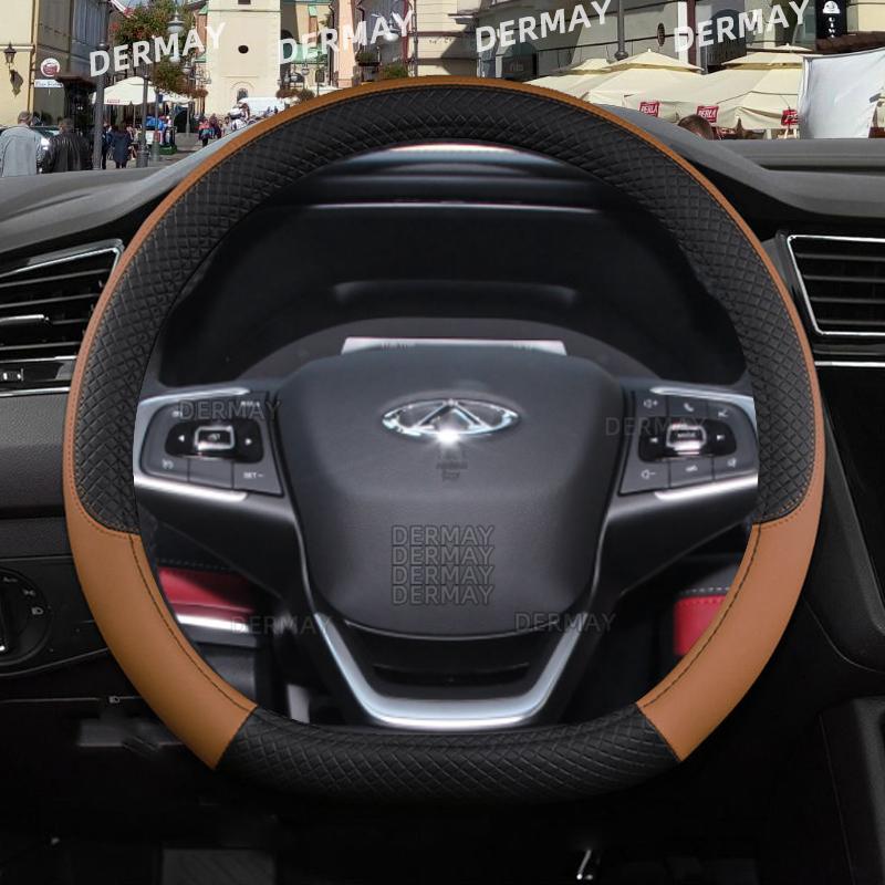 Для Chery Tiggo 2 2 Pro3 3X 5 5X 7 7Pro 8 8Pro Автомобильный чехол на руль 9 цветов из искусственной кожи Нескользящий авто