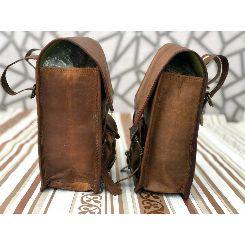 Leather Side 2 Bags Pouch Saddlebags Panniers New Motorcycle 2 Pcs Side Pouch