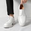Fashion New Men's Leather Shoes Fashionable Trendy Thick Bottom Oxfords Lace-Up Black White Business Office Wedding Formal Shoe for Men