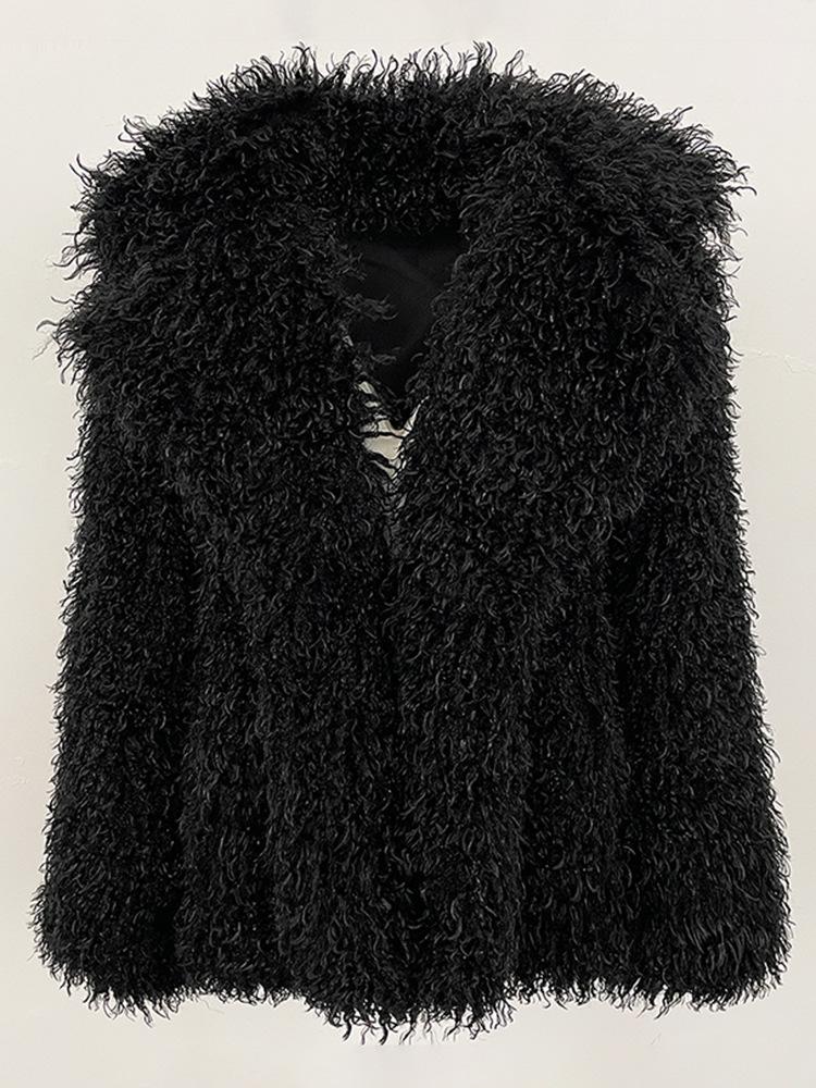 Женская короткая шуба в европейском и американском стиле - Осень/Зима Имитация рыжей овечьей шерсти