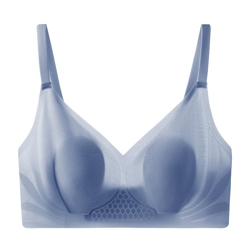 Rabbit Ears Underwear Women's Hole Cup No Steel Rim Gathering Thin Breathable Soft Support Bra Jelly Traceless