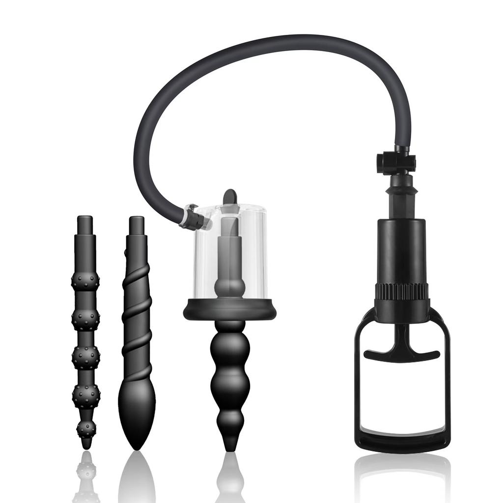 Анальная помпа Ручной вакуум Розовый бутон Помпа Секс-игрушки для мужчин женщин SM Присоска Стимулятор простаты Анальный дилататор Набор анальных пробок