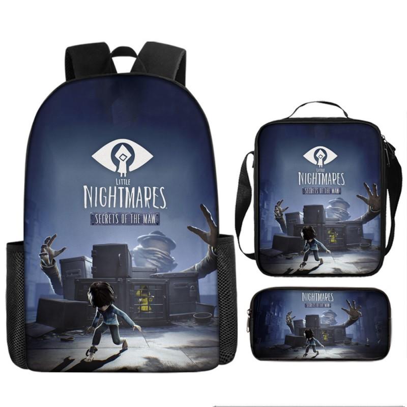 Little Nightmares Anime School Backpack Set Kids - 17 Inch Oxford Fabric Dual-Strap Bag With Crossbody Pouch Pencil Case