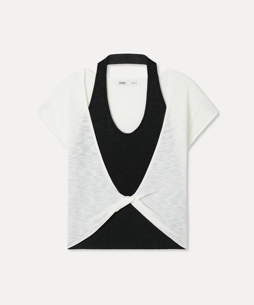 MIXXO Layered Twist Short Sleeve Knit Re Kag54Ss_Miwkag73Qs