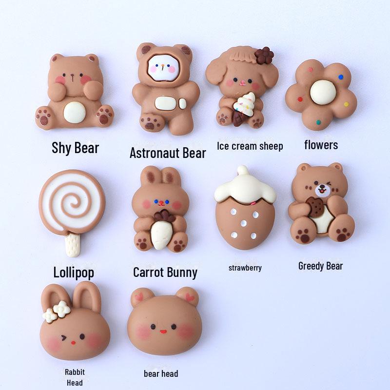 Аксессуары из мультяшной смолы бежевого коричневого медведя: Крем-клей своими руками, чехол для телефона, холодильник, повязка на голову