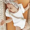 Newborn Baby Girls Ruffles Romper Summer Short Sleeve Jumpsuit Ribbed Knitted Romper Summer Outfits
