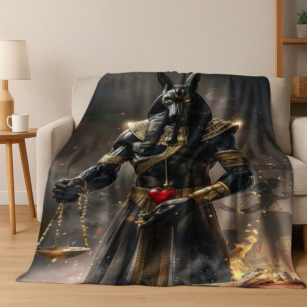 Ancient Egyptian Gods Dead Anubis Pharaoh Tutankhamun Mask Flannel Blanket,Cozy Soft Throw Blanket for Home Bedroom Bed Sofa Kid