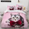 3D Cat King Queen Пододеяльник Прекрасный серый белый комплект постельного белья для котят для детей подростков взрослых шотландская вислоухая мягкая наволочка из 2/3 предметов