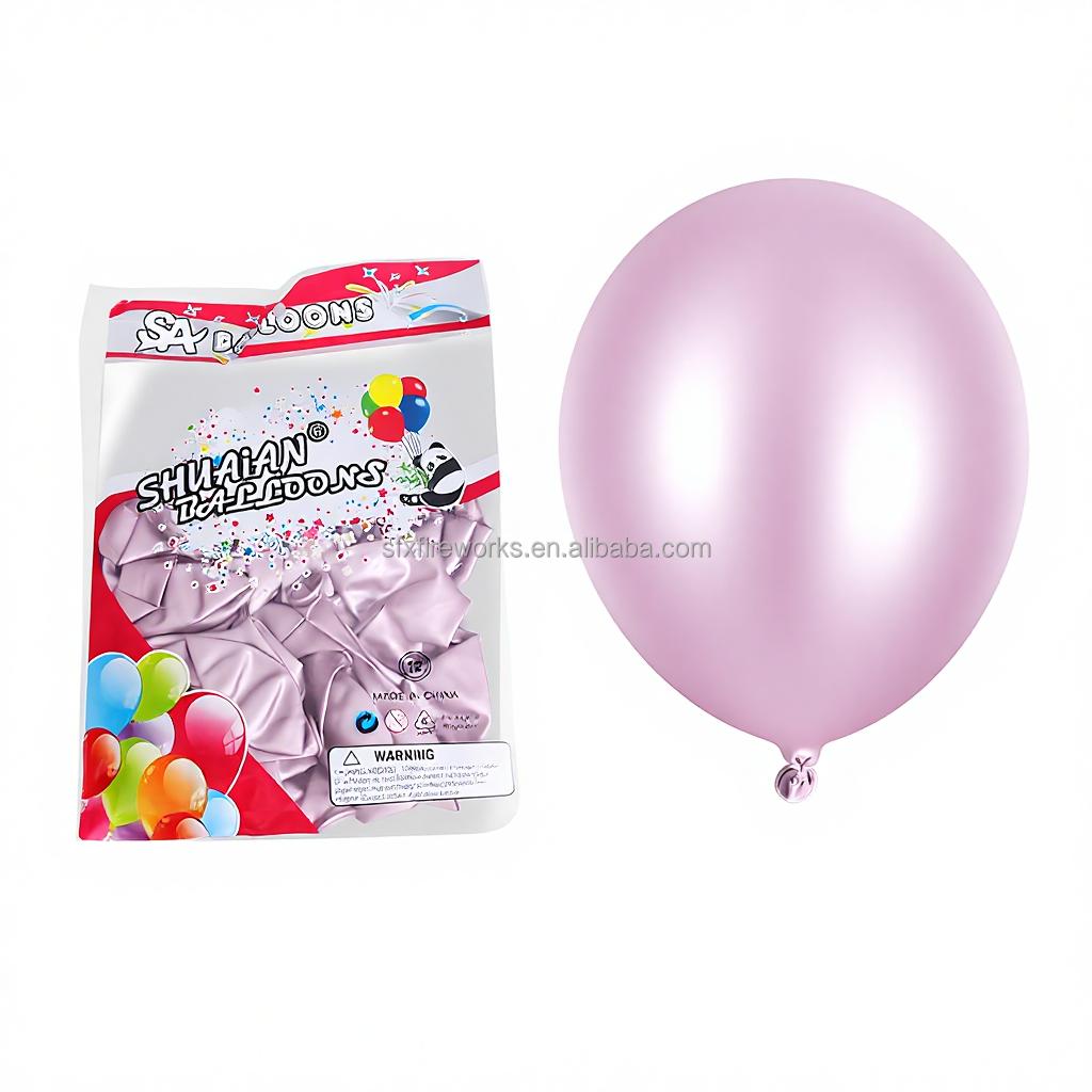 High Quality 12inch Pink Metallic Latex Balloons with Text and Patterns for Wedding Birthday Party Event Decoration