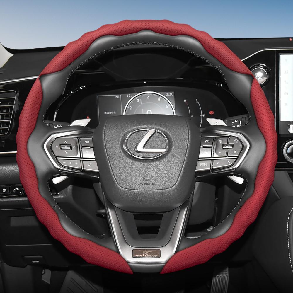 Чехол на руль для Lexus, Спортивный дизайн в форме волны, Дышащая кожа, Сегментированный, Нескользящий, Впитывающий пот, Защитный чехол, Rx Nx E