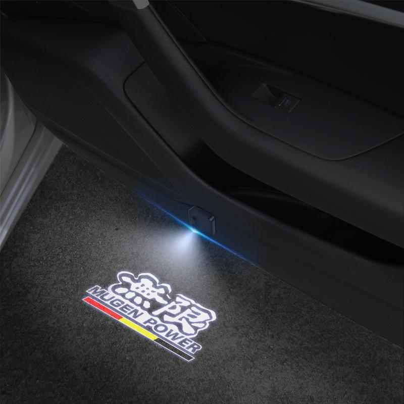 For Honda Mugen Power Emblem Civic Typer Fit Accord CRV Car Door Light Welcome Lamp Wireless Projector Auto Decoration