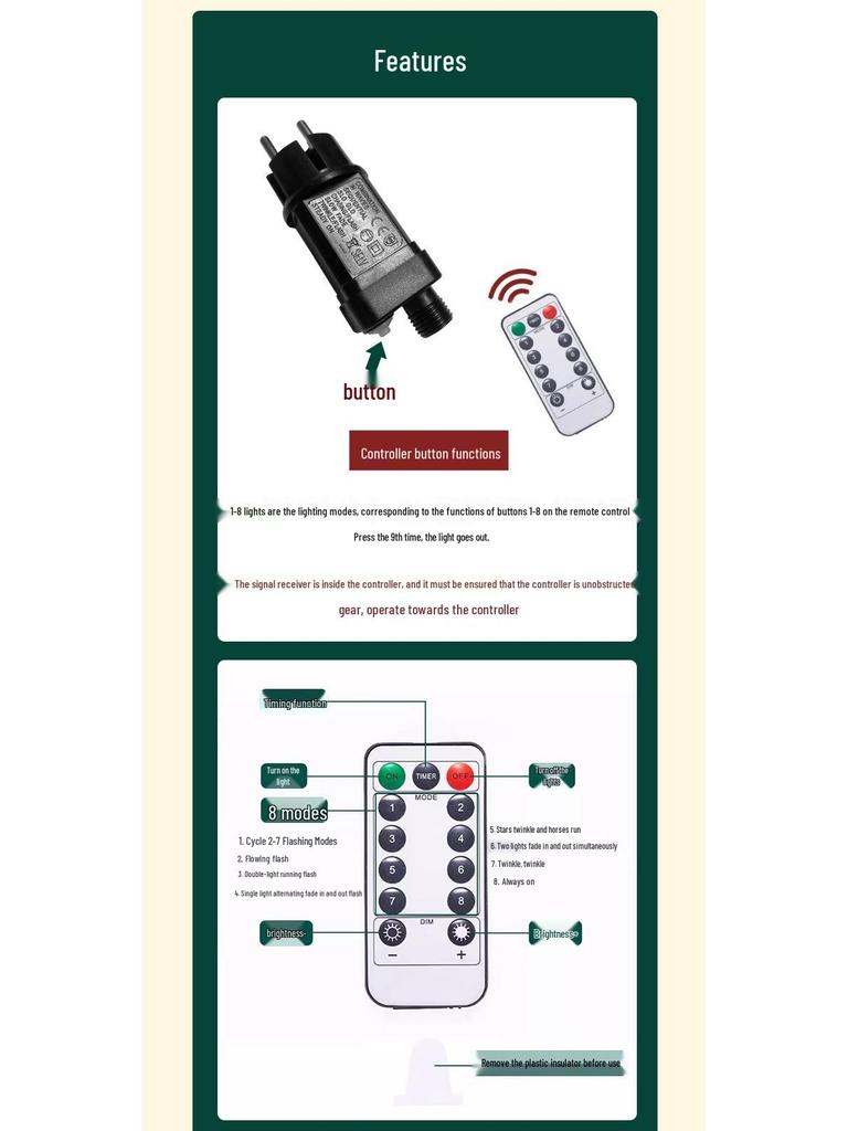 Гирлянда «Звездное небо» с рождественской елкой и темно-зелеными медными огнями
