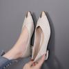 Single Shoe Women's Flat Bottomed Thick Heel Mid Heel Casual Shoes Versatile Work Leather Shoes