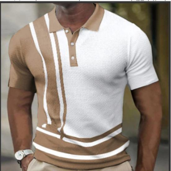 Мужская повседневная рубашка поло 3D цифровая печать короткий рукав цветная вставка трендовый топ