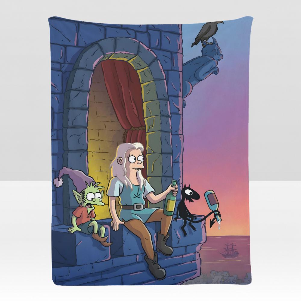 animation DDisenchantment Tale Throw Soft Flannel Blanket for Bed Bedroom Sofa Picnic Throw Skinfriendly Breathable Gift Cover