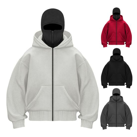 Зимняя теплая толстовка с капюшоном, однотонная повседневная куртка унисекс с двойным капюшоном, свободный крой, толстая теплая толстовка, пальто