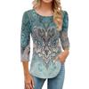 Женская модная повседневная плиссированная футболка с круглым вырезом и принтом для отдыха с рукавом семь четвертей