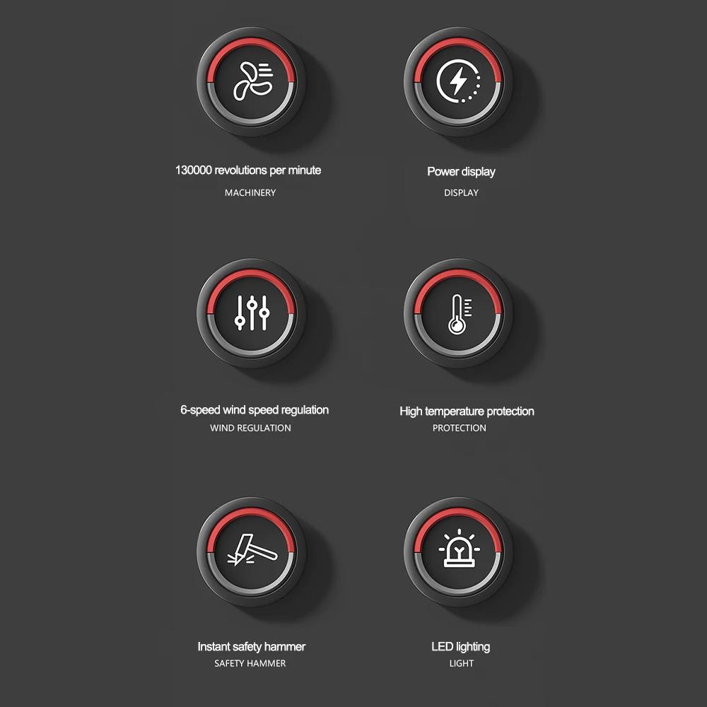 130000 Мини Турбо Джет Вентилятор Электрический Воздушный Пылесос Регулируемая скорость ветра Турбо Мощный Вентилятор Перезаряжаемый с Подсветкой Для Чистки Автомобиля
